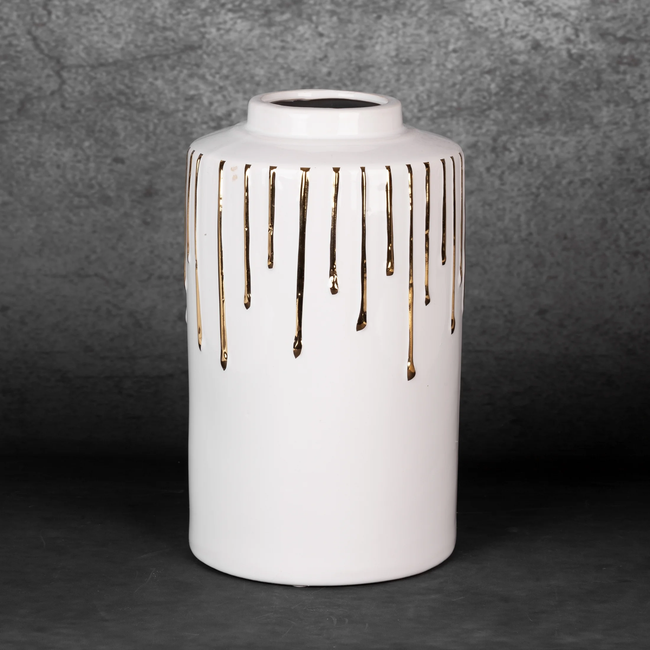 Wazon ceramiczny biało-złoty średnica 15x25 cm LUIS Eurofirany