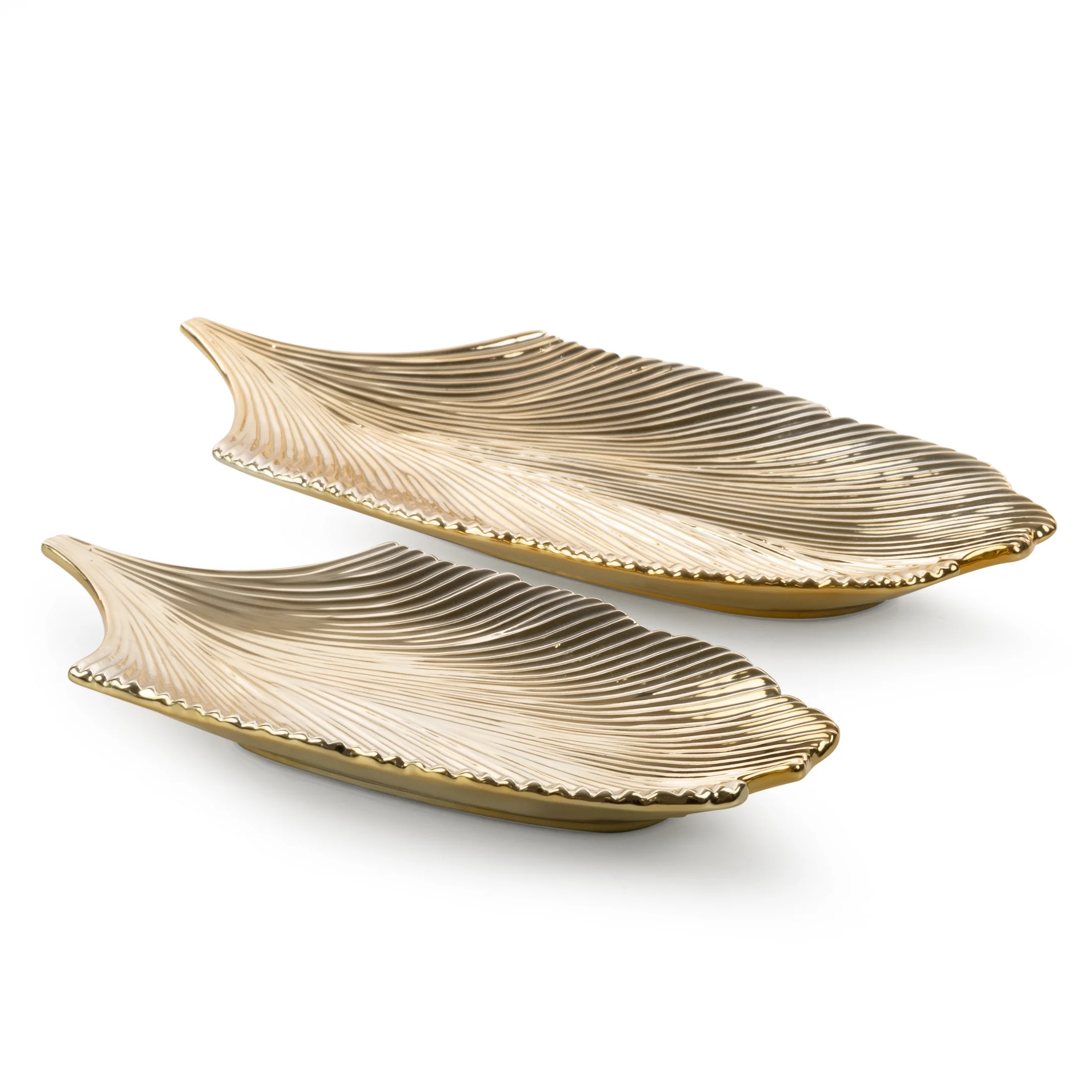 Patera ceramiczna LUNA 4 złota w kształcie liścia Limited Collection Eurofirany
