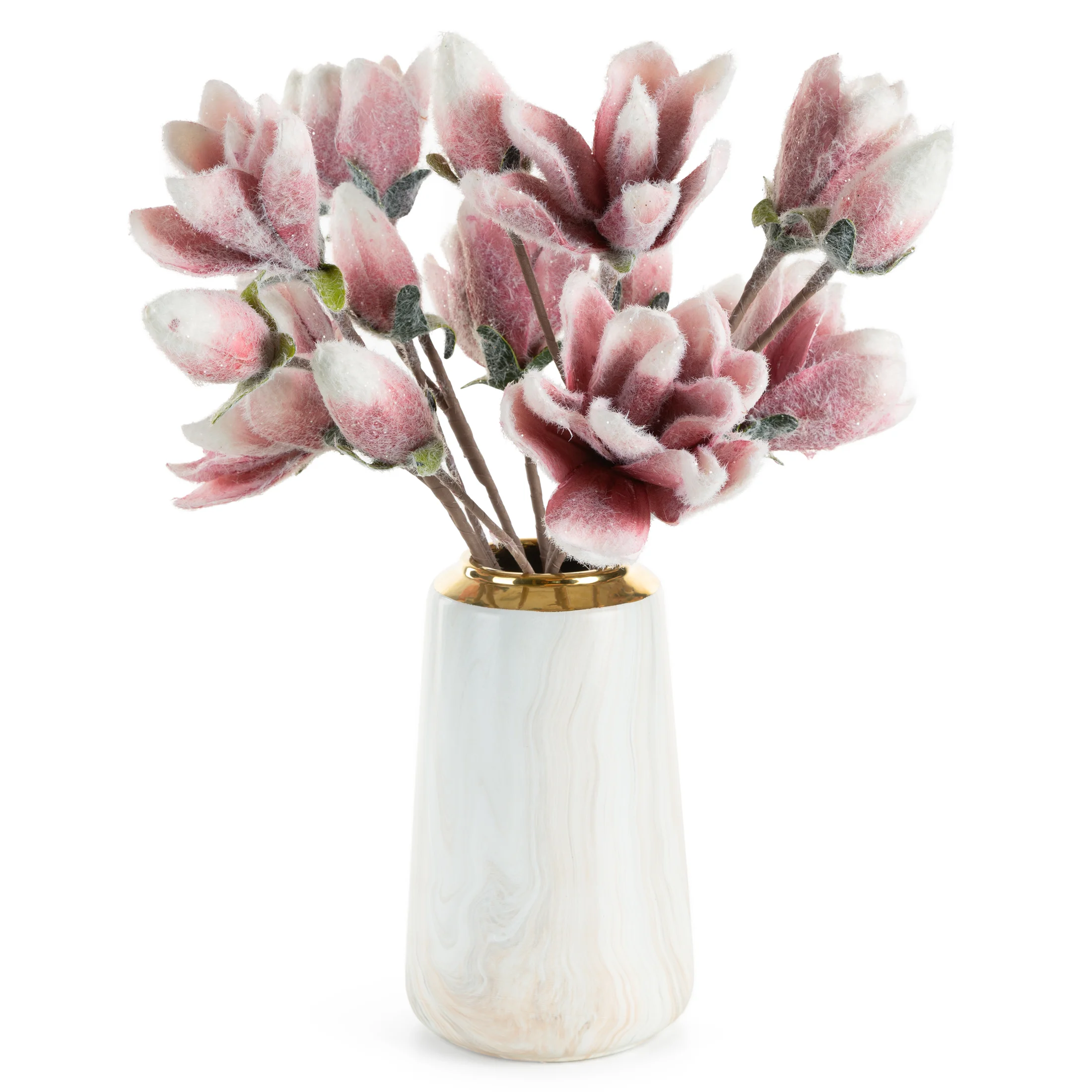 Magnolia gałązka dekoracyjna turkusowe sztuczne kwiaty z pianki 59 cm Eurofirany