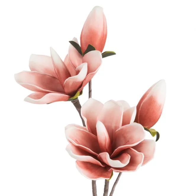 Kwiat sztuczny magnolii ciemnoróżowo, biały z plastycznej pianki foamirian 59 cm