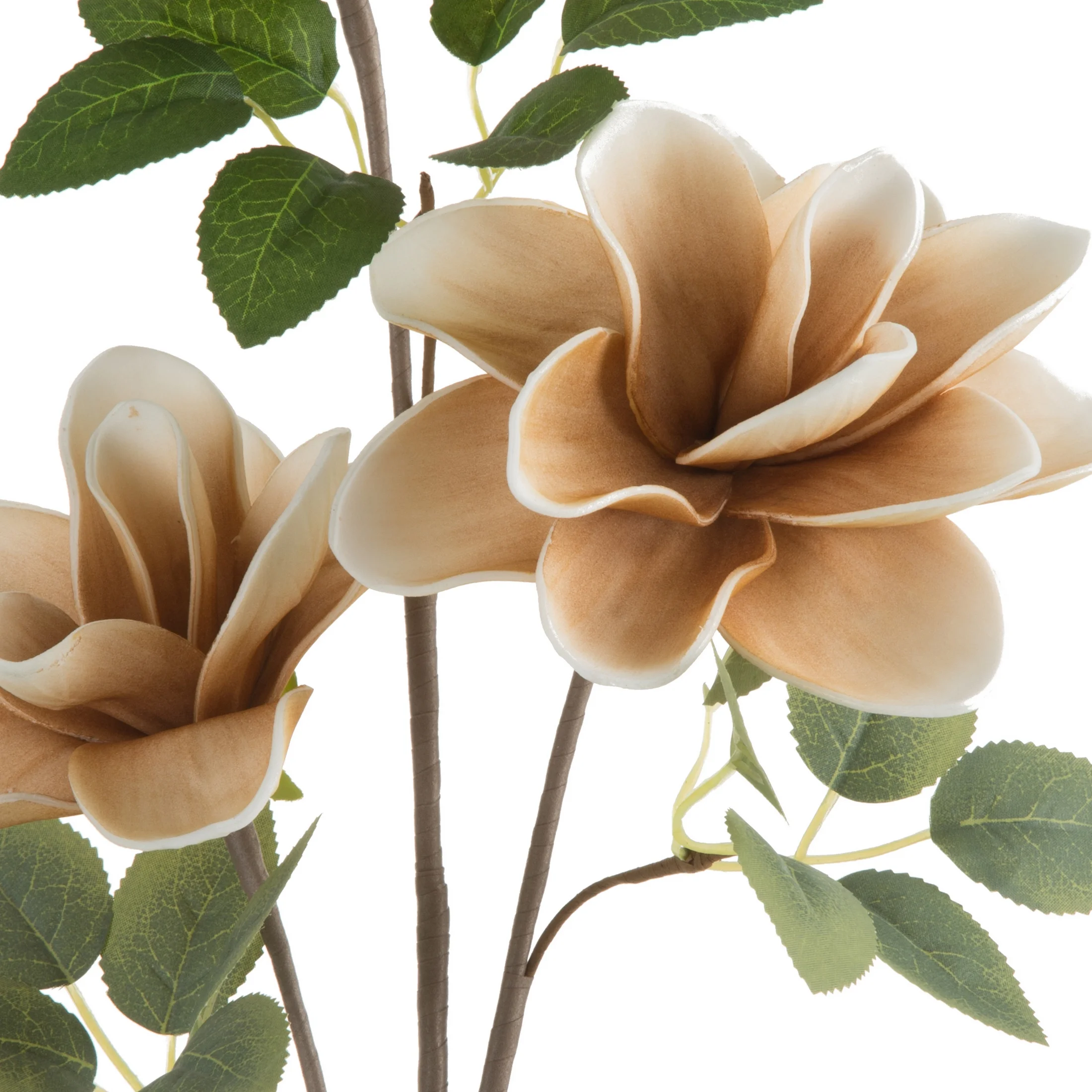 Kwiat sztuczny magnolii beżowy z plastycznej pianki foamirian 68 cm