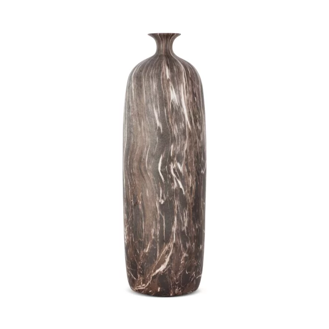 Wazon brązowy o marmurowej strukturze 13x13x52 cm MARIKA Eurofirany