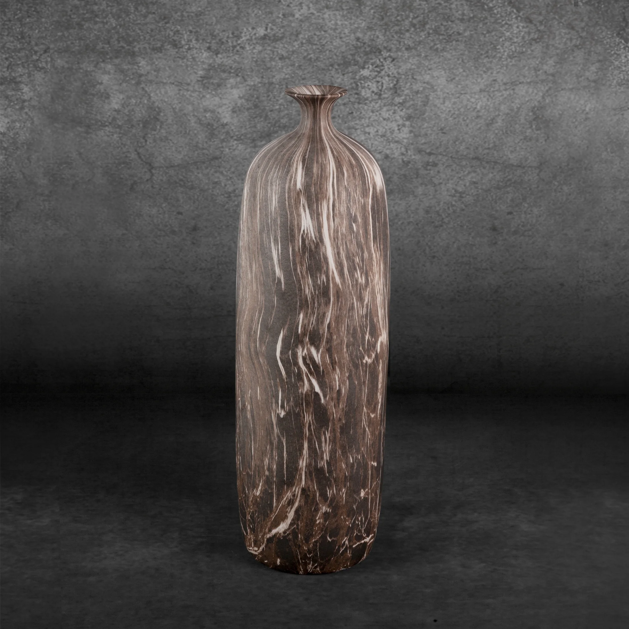 Wazon brązowy o marmurowej strukturze 13x13x52 cm MARIKA Eurofirany