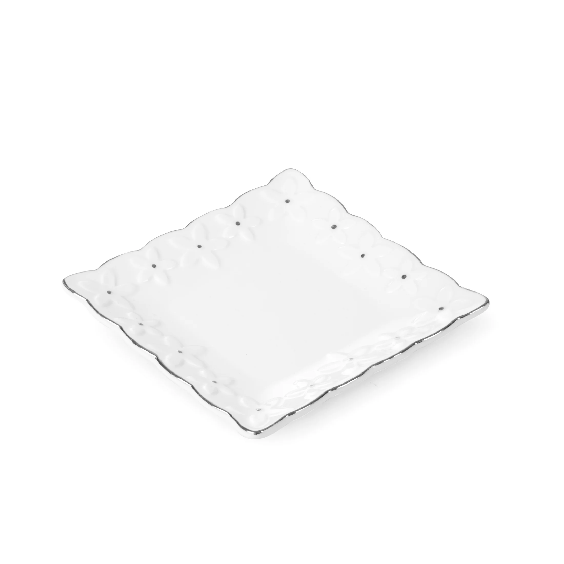 MERLIN ZESTAW PATERA I 6 TALERZY ZE SREBRNYM RANTEM 36x24x2 cm EUROFIRANY