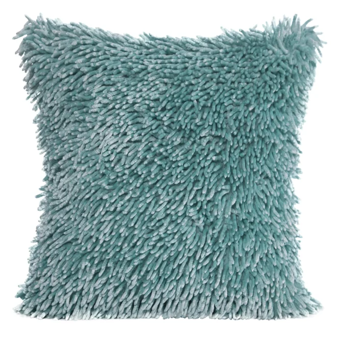 Miętowa POSZEWKA OZDOBNA shaggy 40x40 cm