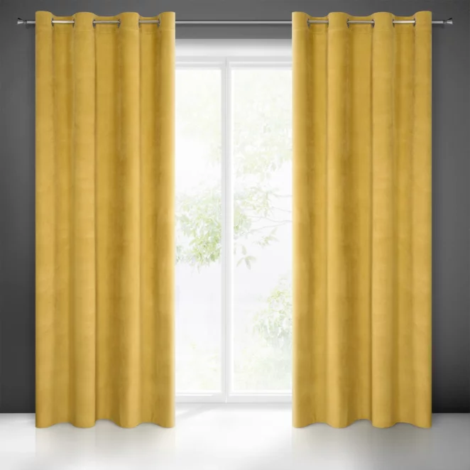 Zasłona złota z matowego welwetu 140x250 cm przelotka MILO Eurofirany
