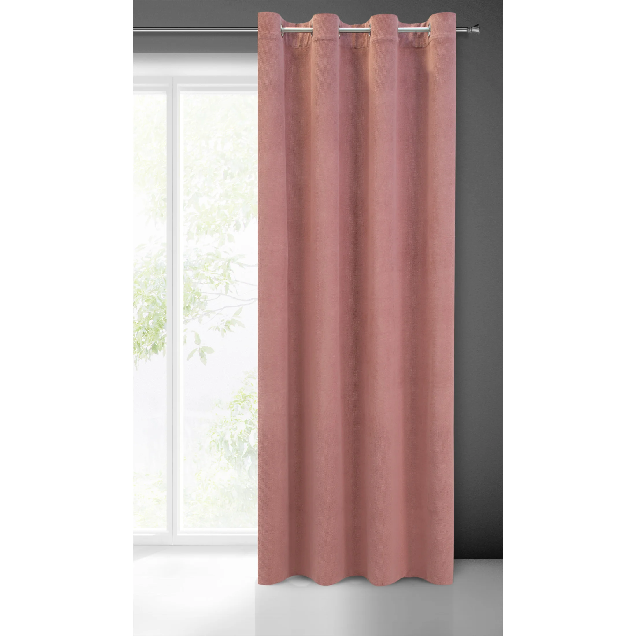 Zasłona różowa z matowego welwetu 140x250 cm przelotka MILO Eurofirany