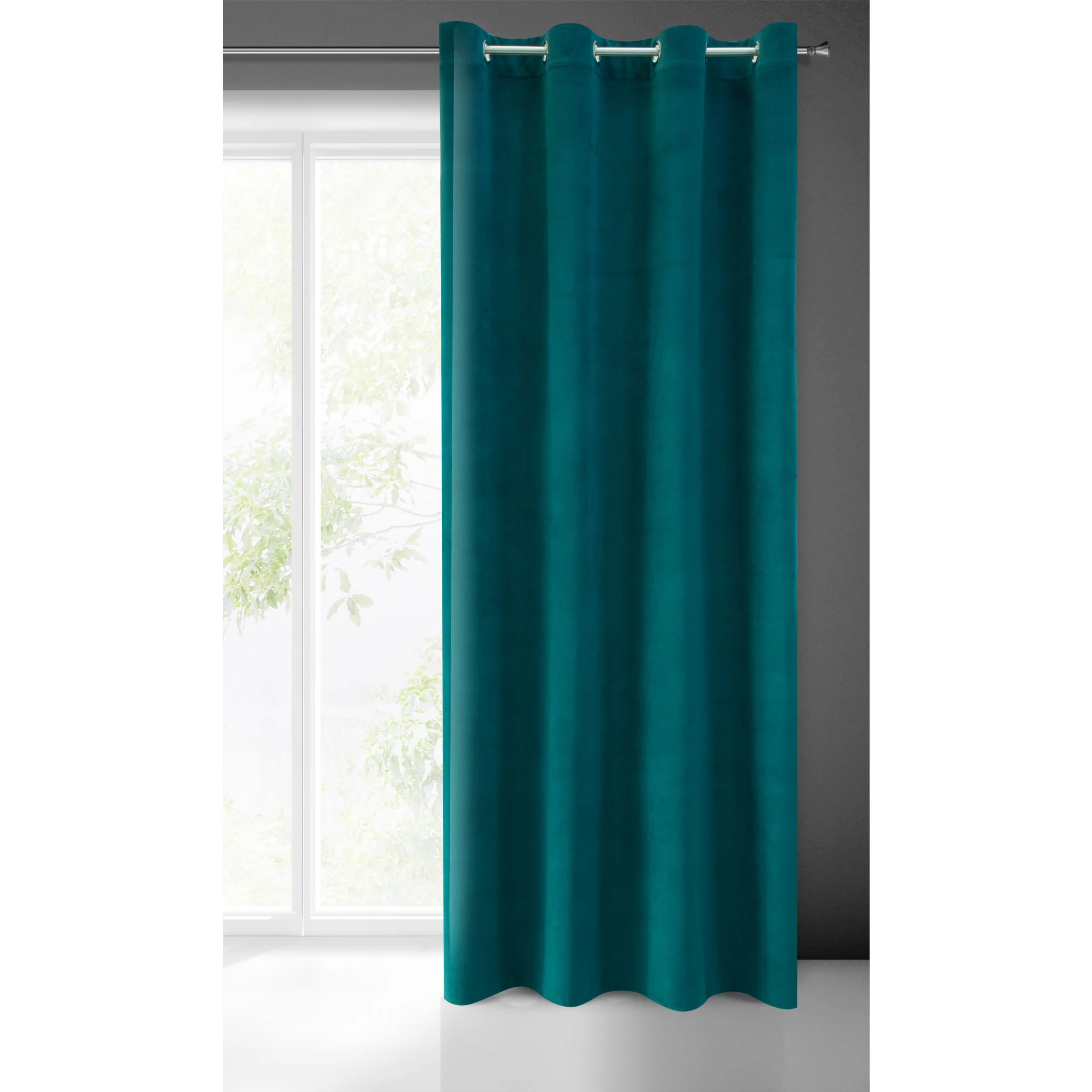 Zasłona ciemnoturkusowa z matowego welwetu 140x250 cm przelotka MILO Eurofirany