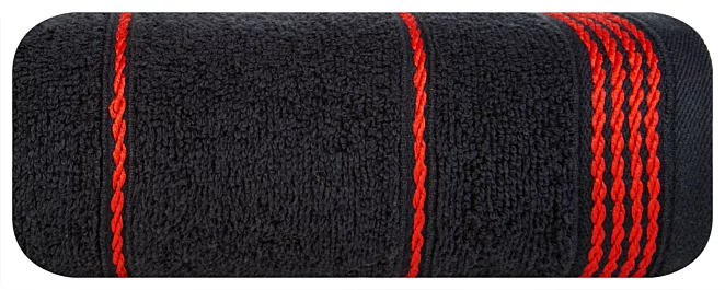 Ręcznik do rąk 30x50 cm bawełniany kolor czarny ze stębnowaną bordiurą 500 g/m2 MIRA Eurofirany