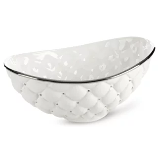 Misa ceramiczna dekoracyjna biało-srebrna zdobiona pikowaniem 35x22x15 cm ADORE Eurofirany
