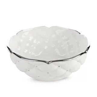 Misa ceramiczna dekoracyjna biało-srebrna zdobiona pikowaniem średnica 25x10 cm ADORE Eurofirany