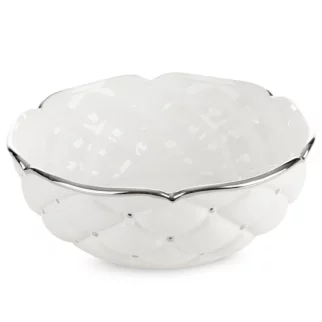 Misa ceramiczna dekoracyjna biało-srebrna zdobiona pikowaniem średnica 30x11 cm ADORE Eurofirany