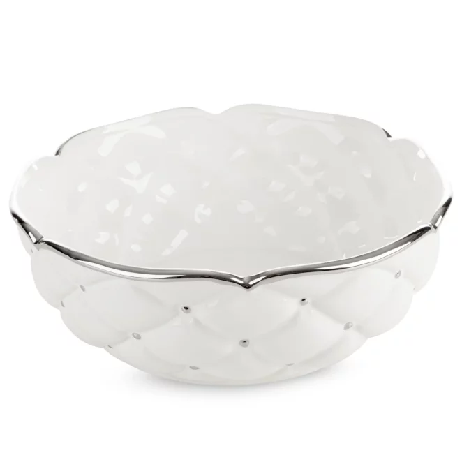 Misa ceramiczna dekoracyjna biało-srebrna zdobiona pikowaniem średnica 30x11 cm ADORE Eurofirany