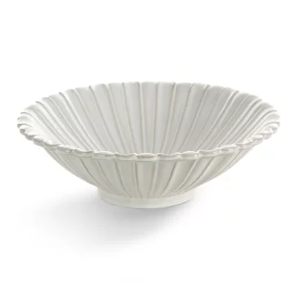 Misa ceramiczna dekoracyjna kremowa z przecieranym wzorem w stylu eko średnica 25x8 cm AVRIL Eurofirany