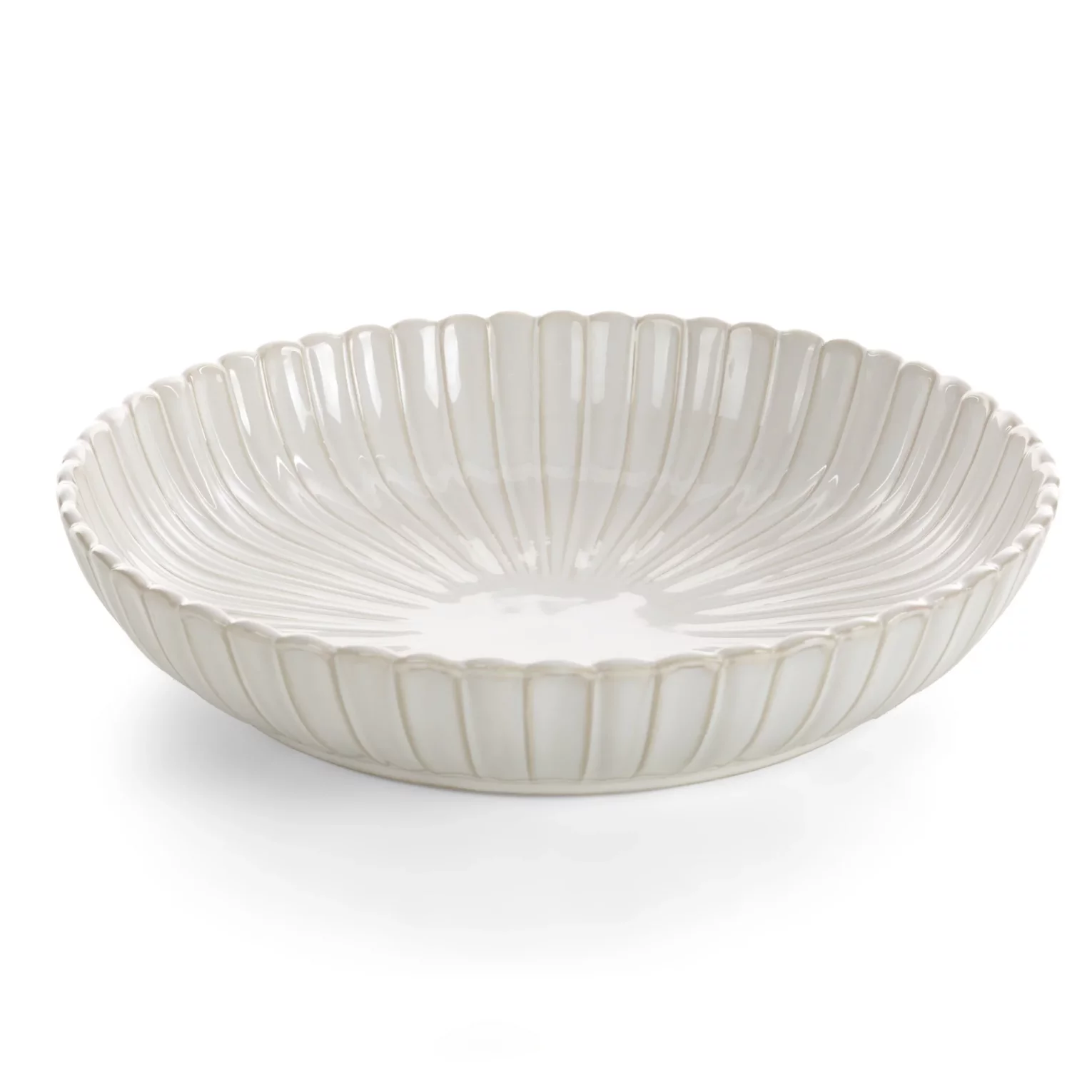 Misa ceramiczna dekoracyjna kremowa z przecieranym wzorem w stylu eko średnica 28x6 cm AVRIL Eurofirany