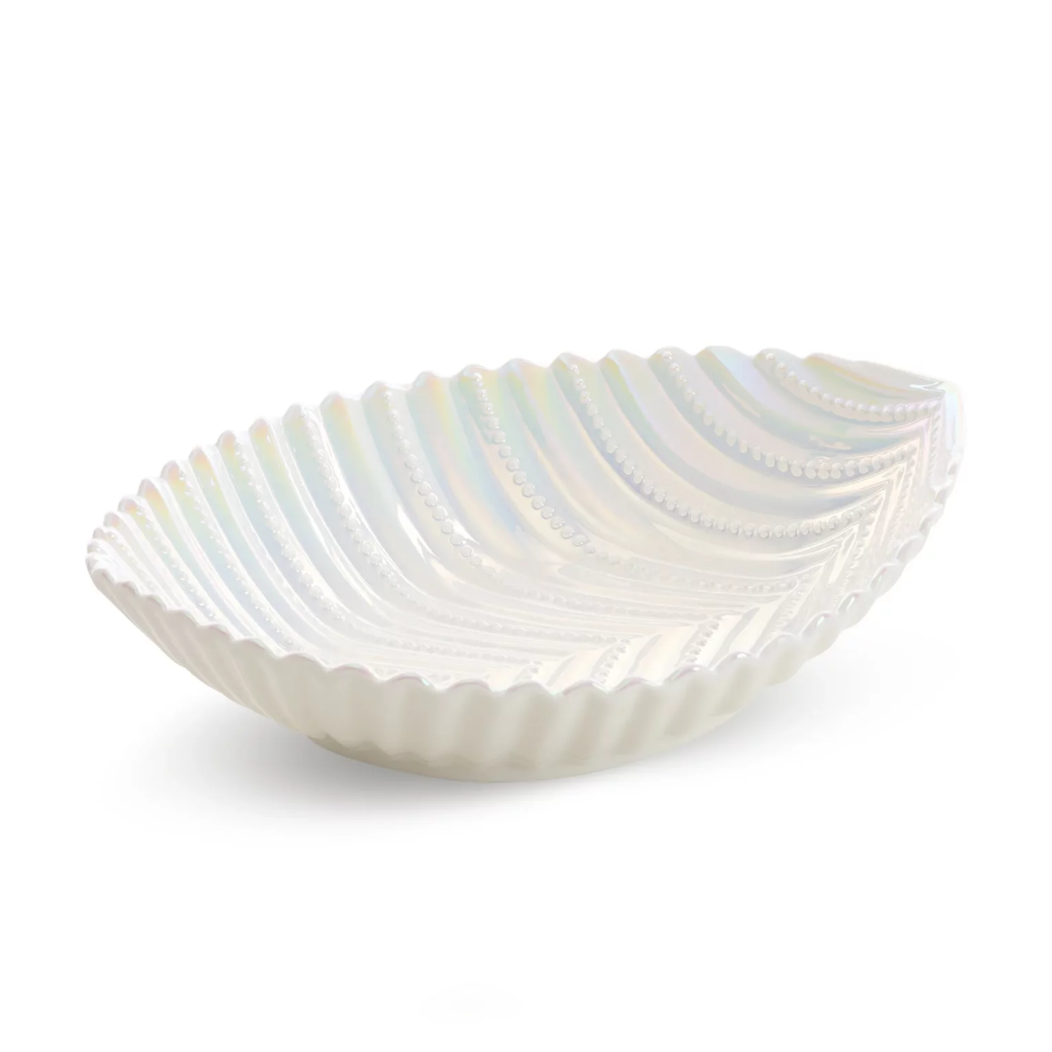 Misa ceramiczna dekoracyjna perłowa w kształcie łódeczki 24x18x7 cm NELA Eurofirany