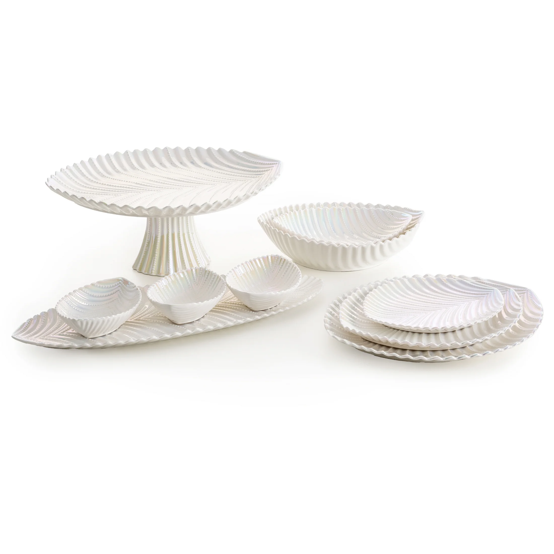 Misa ceramiczna dekoracyjna perłowa w kształcie łódeczki 28x22x8 cm NELA Eurofirany