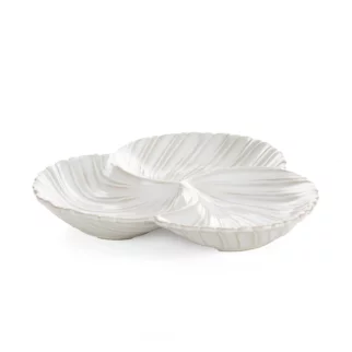 Miseczki ceramiczne dekoracyjna kremowe z przecieranym wzorem w stylu eko 25x25x4 cm AVRIL Eurofirany