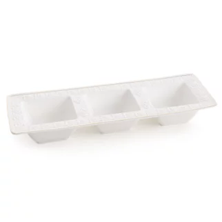 Miseczki ceramiczne dekoracyjne biało-złota zdobione złotymi akcentami 36x13x5 cm OLIVIA Eurofirany