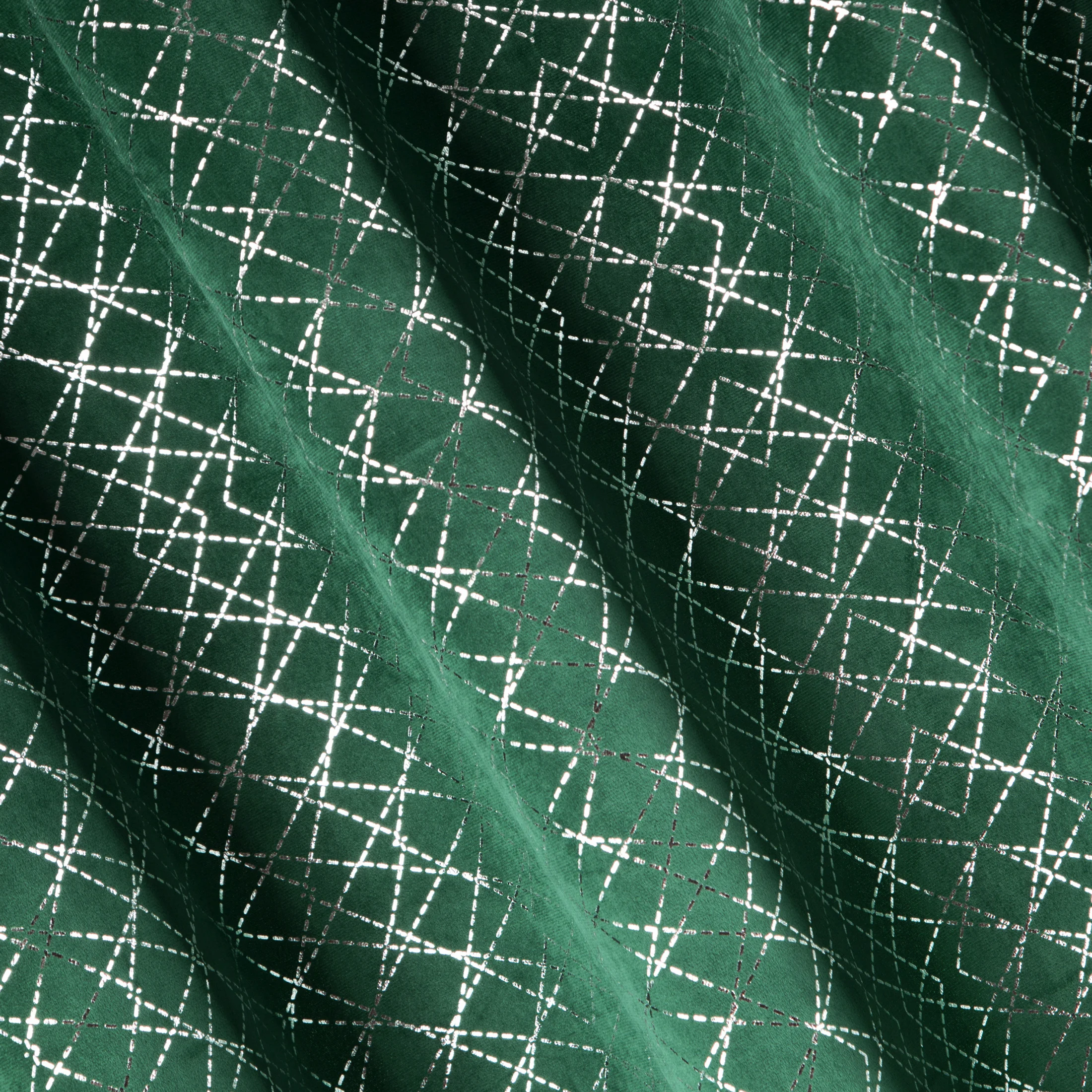 Zasłona zielono, srebrna z tkaniny welwetowej 140x250 cm przelotka MOLY Design 91