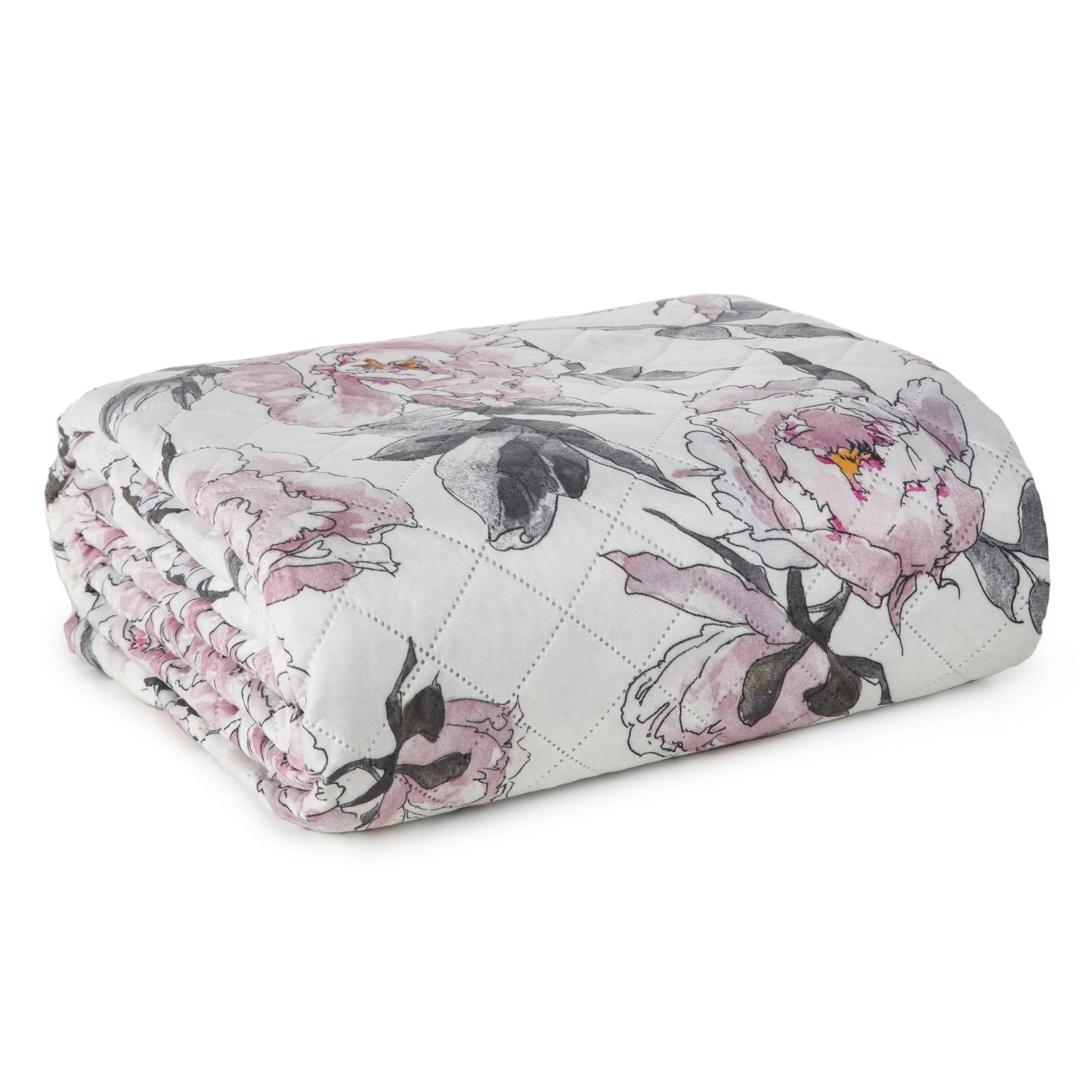 Narzuta FLOWER 7 pikowana metodą hot press z motywem okazałych kwiatów piwonii Design 91