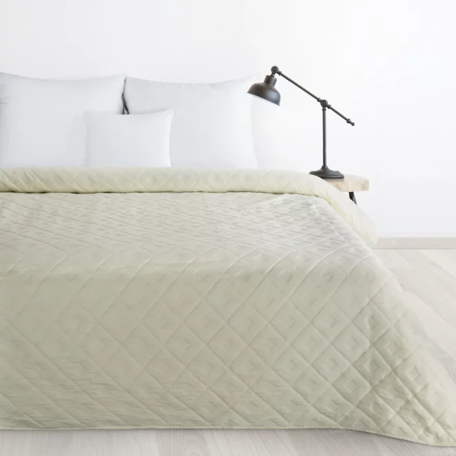 Narzuta kremowa 170x210 cm z geometrycznym wzorem wykonana techniką hot press ALARA 6 DESIGN 91 Eurofirany