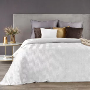 Narzuta welwetowa biała 230x260 cm pikowana w jodełkę metodą hot press SOFIA EUROFIRANY PREMIUM