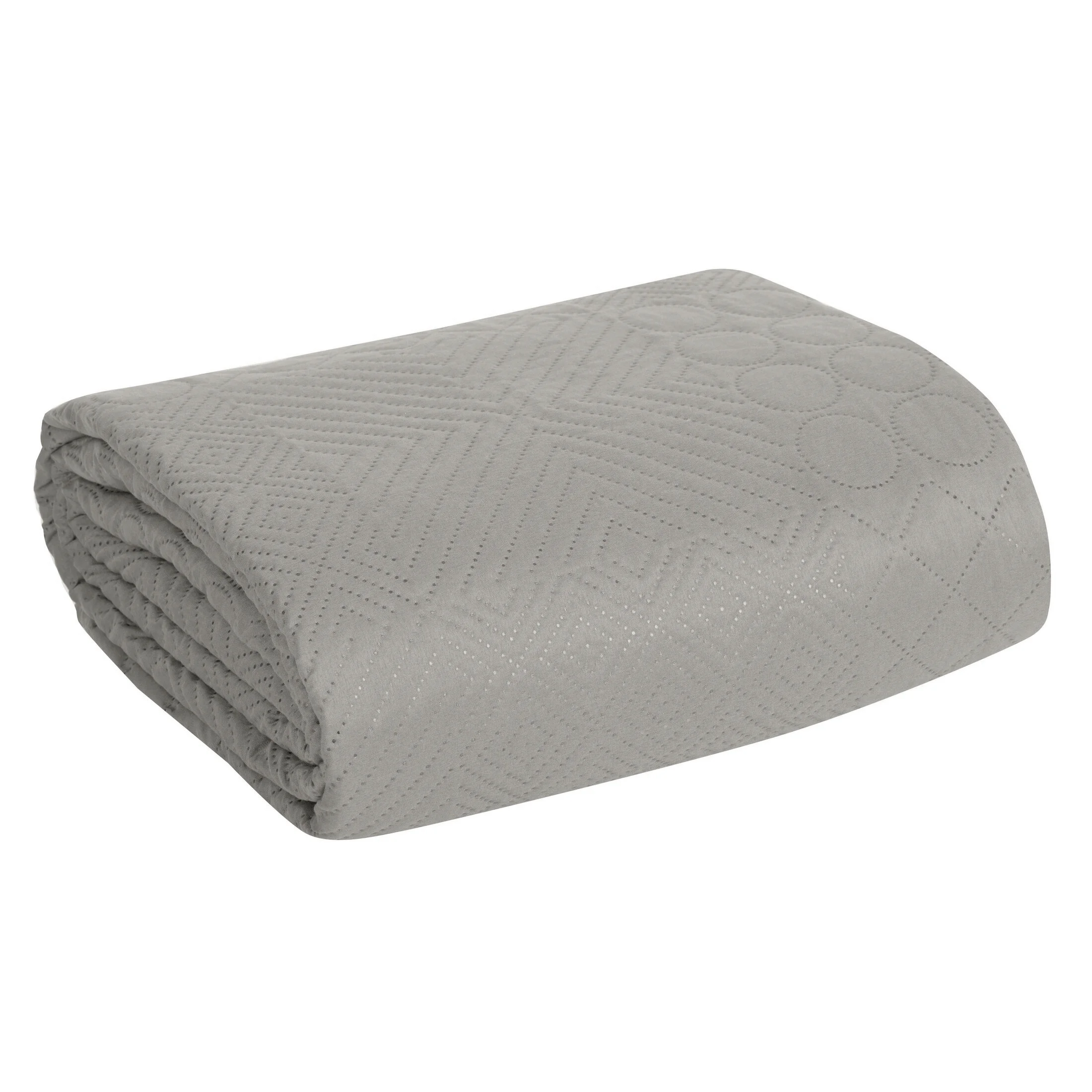 Narzuta srebrna 200x220 cm z patchworkowym motywem wytłaczanym techniką hot press BONI 5 DESIGN 91 Eurofirany