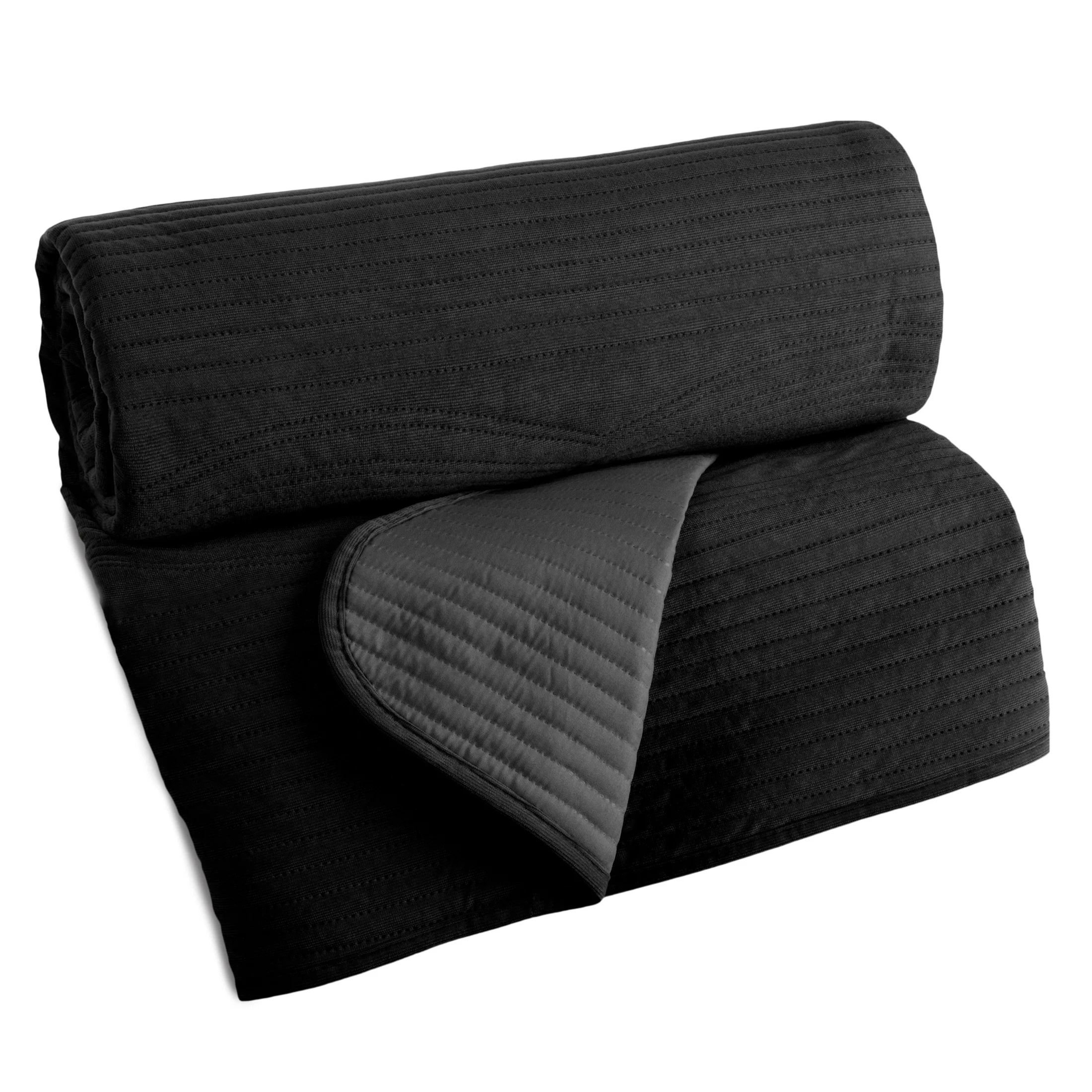 Narzuta welwetowa czarna 170x210 cm pikowana metodą hot press - VELVET2 Eurofiran