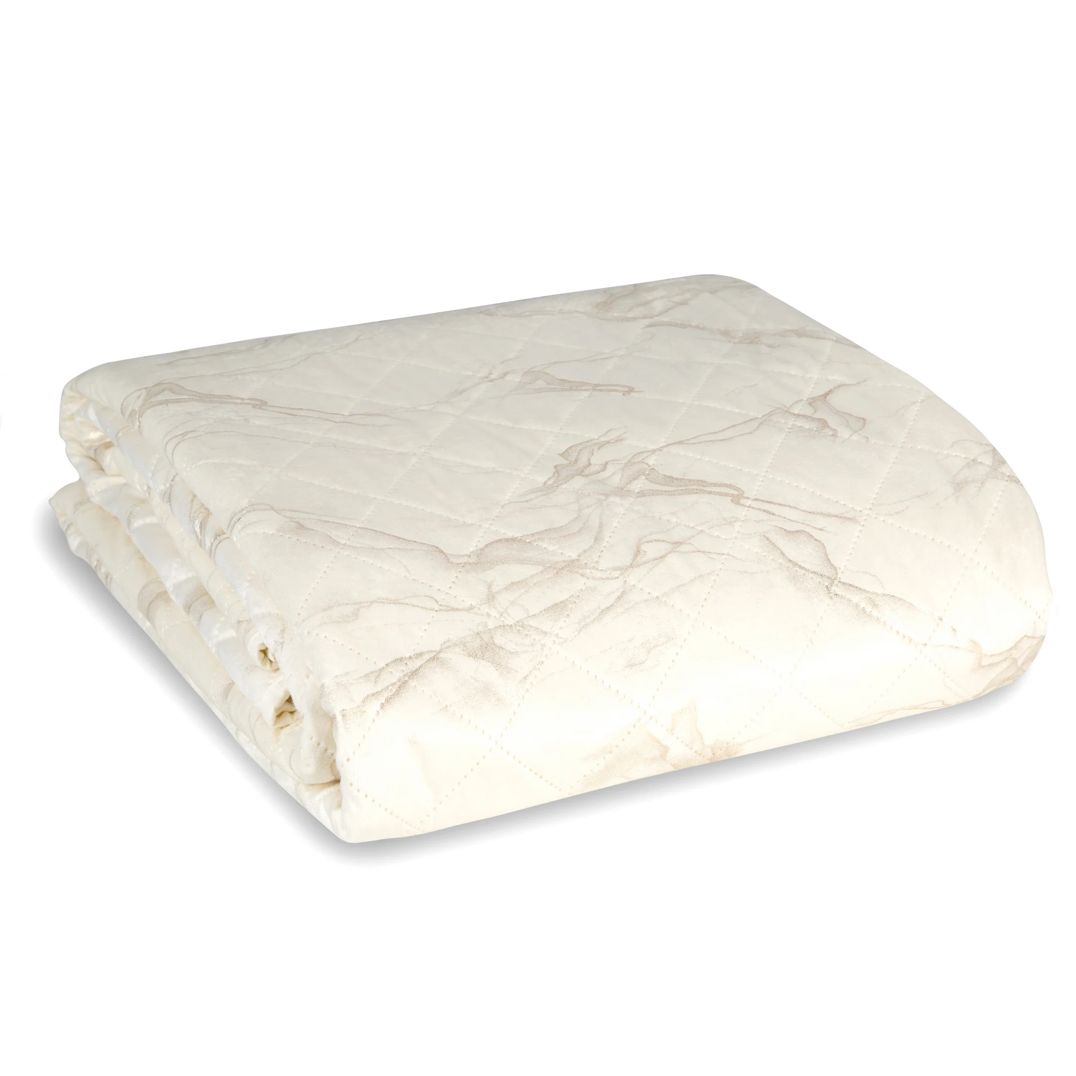 Narzuta welwetowa kremowo, złota 170x210 cm z welwetu zdobiona wzorem marmuru LUIZ 6 DESIGN 91 Eurofirany