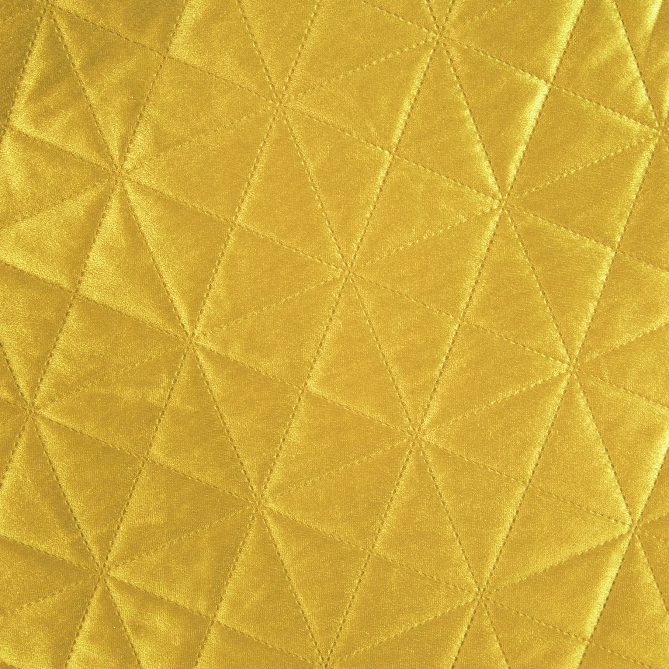 Narzuta welwetowa musztardowa 200x220 cm pikowana w geometryczny wzór metodą hot press LUIZ 3 Eurofirany