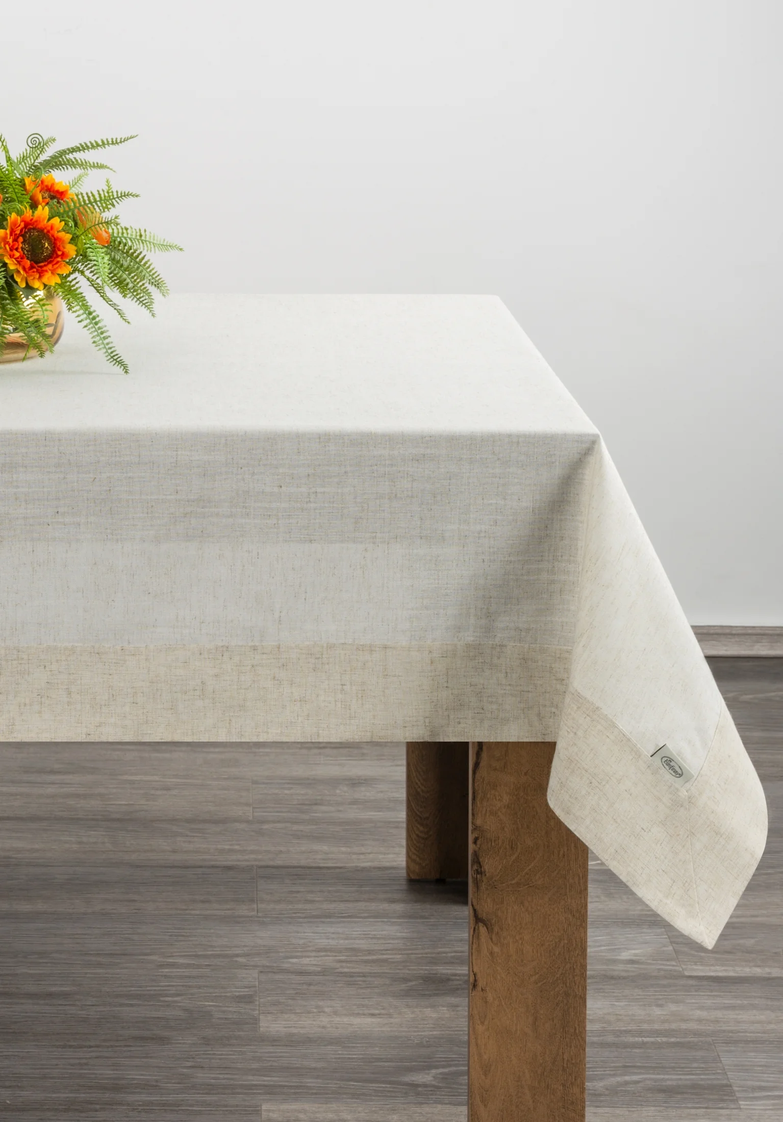 Obrus z lnem NATU 10 do jadalni ecru 145x300 cm Eurofirany