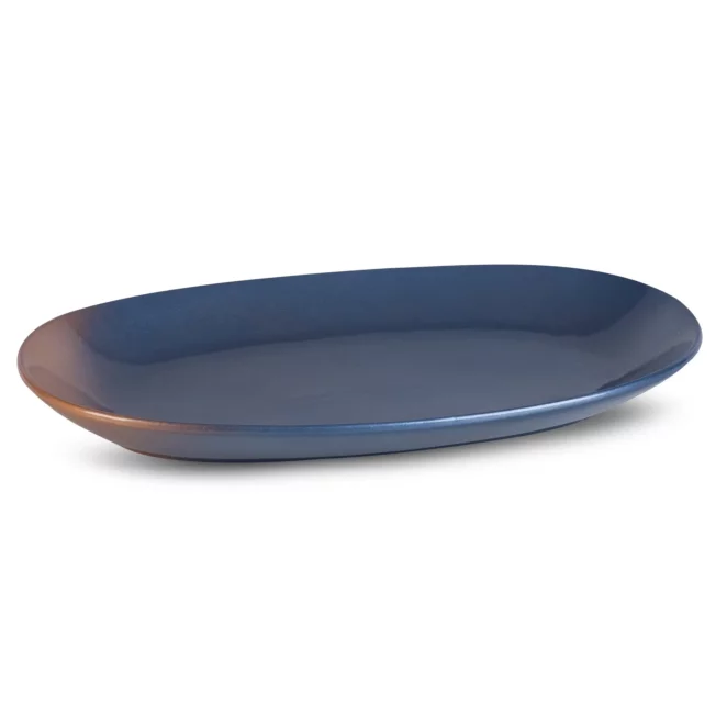 Patera ceramiczna dekoracyjna niebiesko-złoty z efektem ombre 35x23x4 cm NESSA Eurofirany