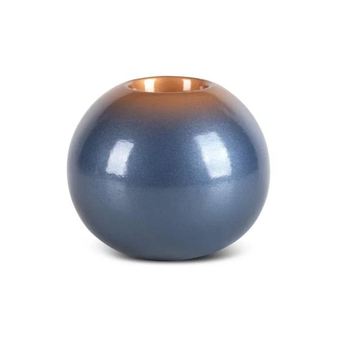 Świecznik ceramiczny niebiesko-złoty z efektem ombre średnica 12x11 cm NESSA Eurofirany