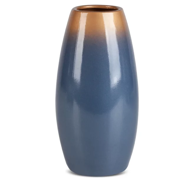 Wazon ceramiczny niebiesko-złoty z efektem ombre średnica 15x30 cm NESSA Eurofirany