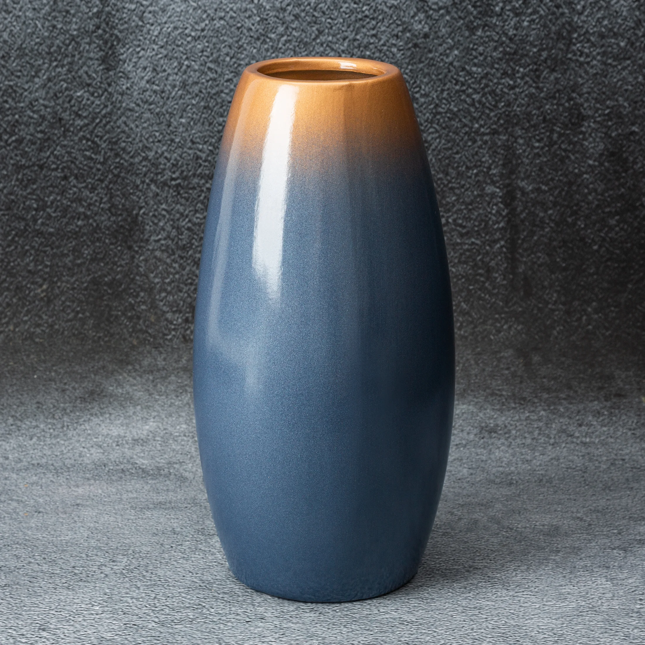 Wazon ceramiczny niebiesko-złoty z efektem ombre średnica 15x30 cm NESSA Eurofirany