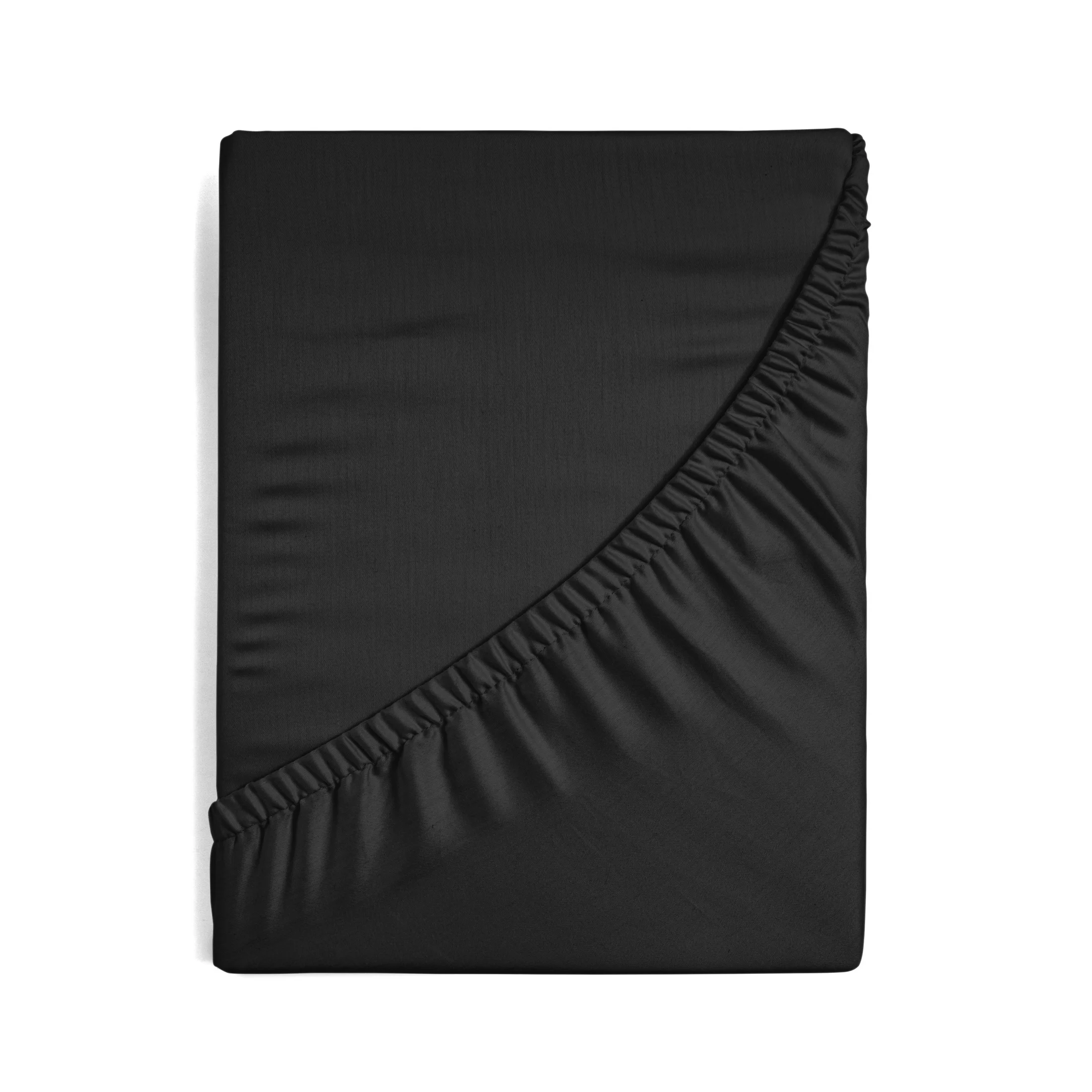 Prześcieradło gładkie z gumką 220x200 cm z satyny bawełnianej kolor czarny 125 g/m2 NOVA 3 Eurofirany