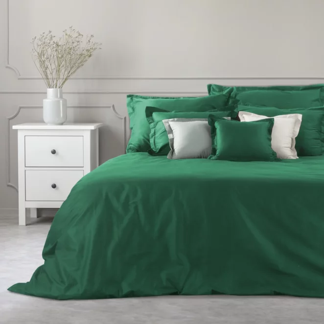 Poszwa na kołdrę 220x200 cm z bawełny z połyskiem kolor butelkowy zielony NOVA COLOUR Eurofirany