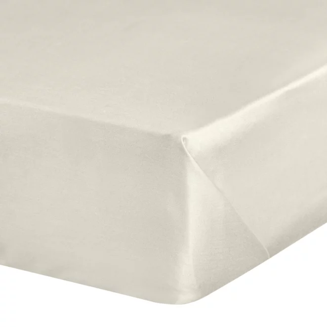 Prześcieradło gładkie bez gumki 220x210 cm z satyny bawełnianej kolor kremowy 125 g/m2 NOVA Eurofirany
