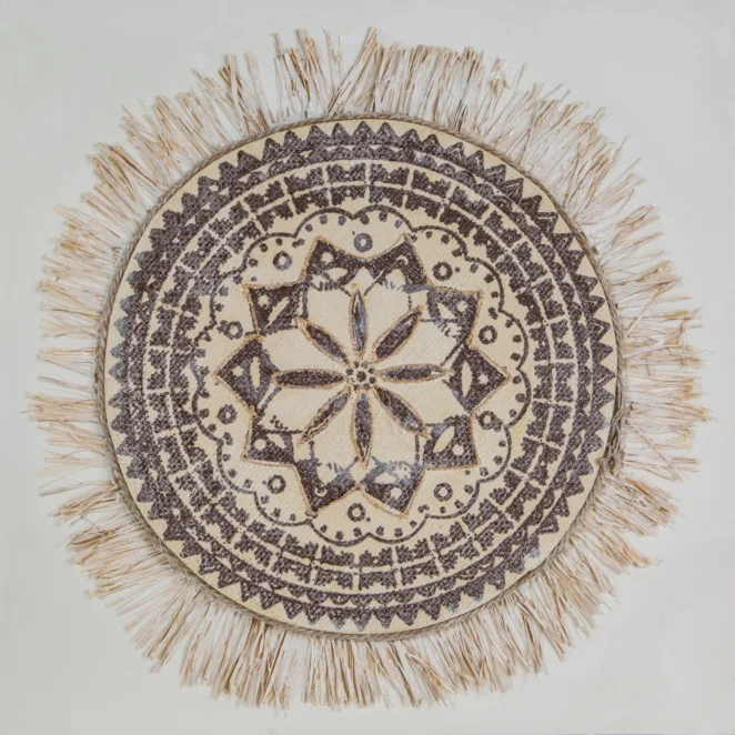 Obraz abstrakcja beżowo, brązowy w stylu boho 60x60 cm ORAMENTS
