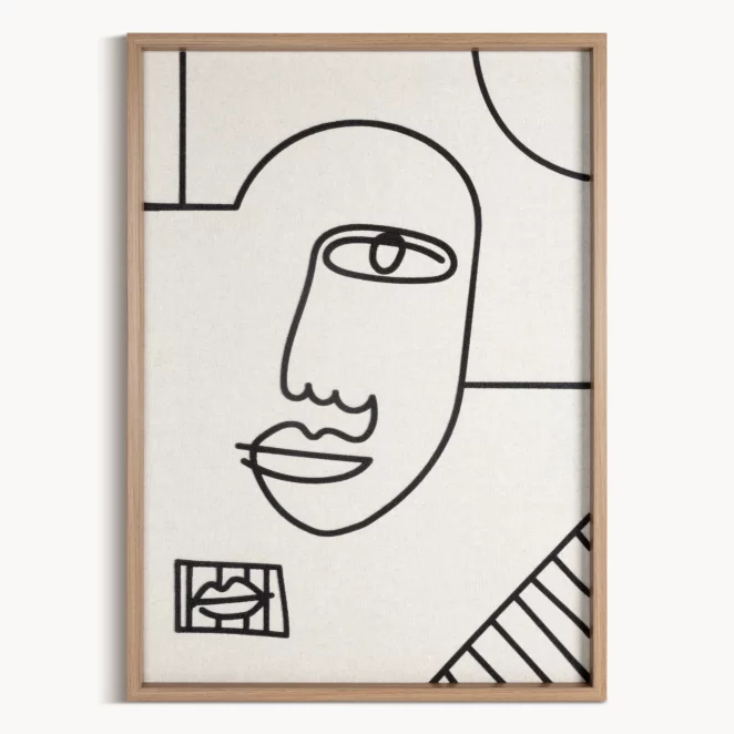 Obraz abstrakcja beżowo, czarny nadruk na płótnie oprawiony w ramkę 50x70 cm  Eurofirany