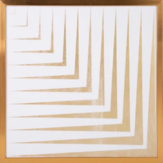 Obraz geometryczny biały ze złotym lśniącym nadrukiem w złotej ramie 53x53 cm BLANCA 3 LIMITED COLLECTION