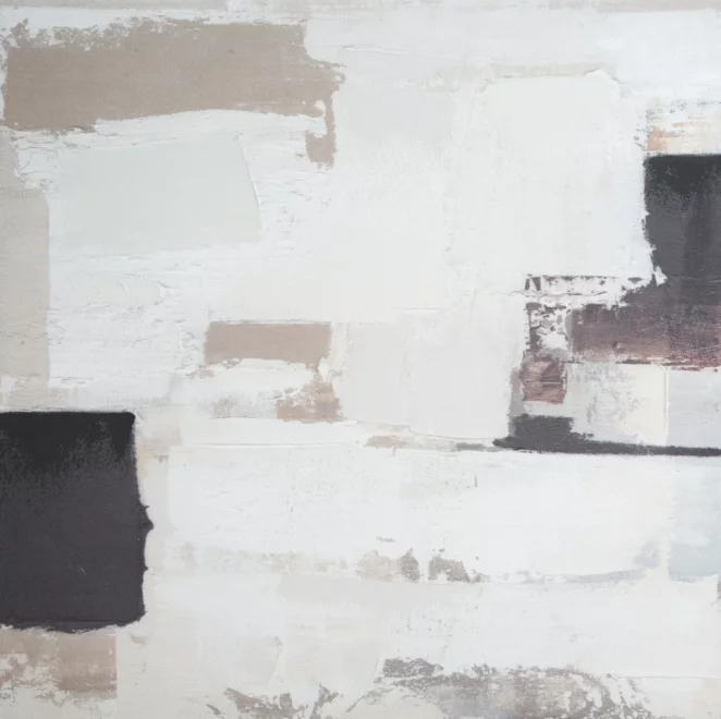 Obraz kremowo, beżowy  ręcznie malowany na płótnie 80x80 cm Eurofirany