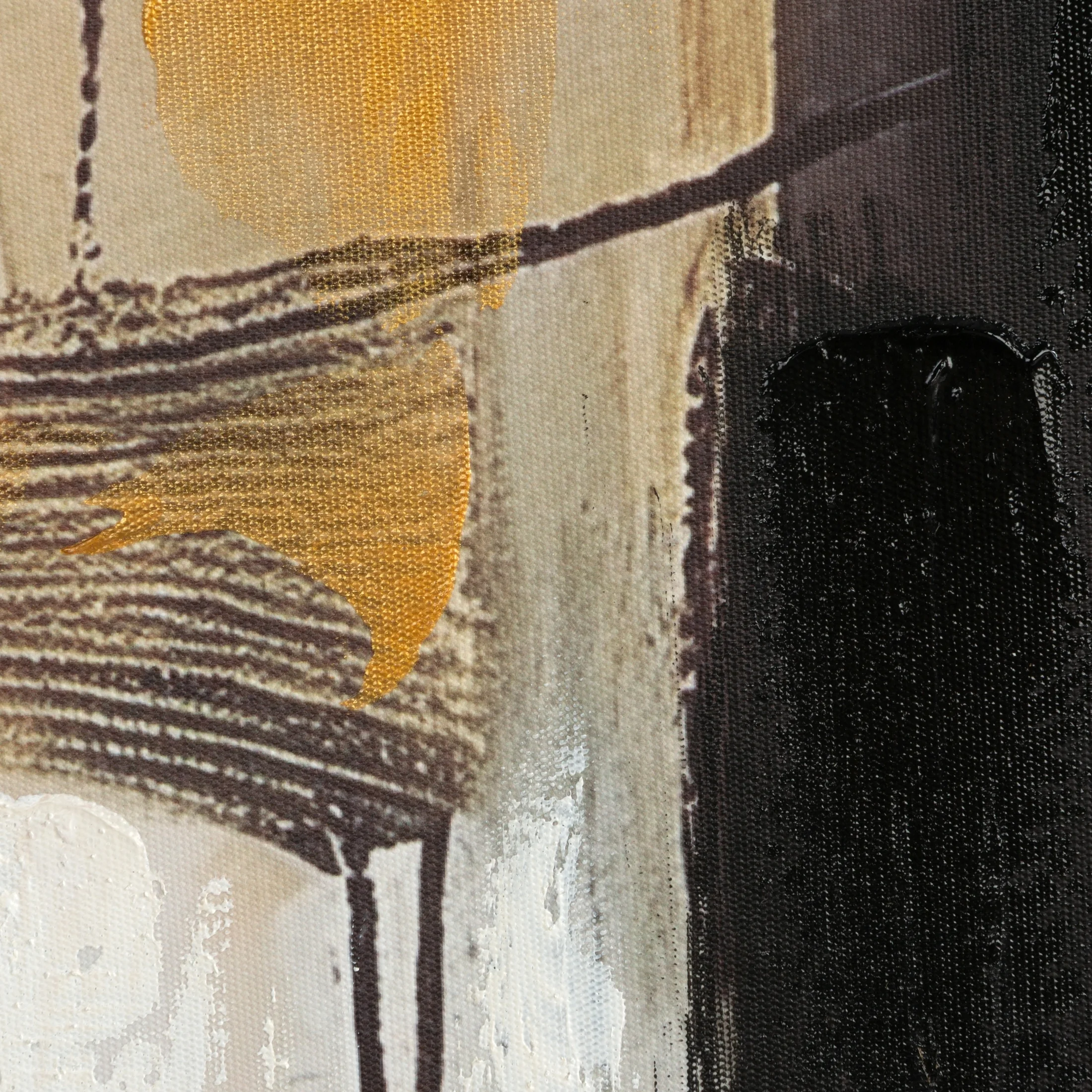 Obraz kremowo-zielony ręcznie malowany na płótnie z abstrakcyjnym motywem 90x120 cm Eurofirany