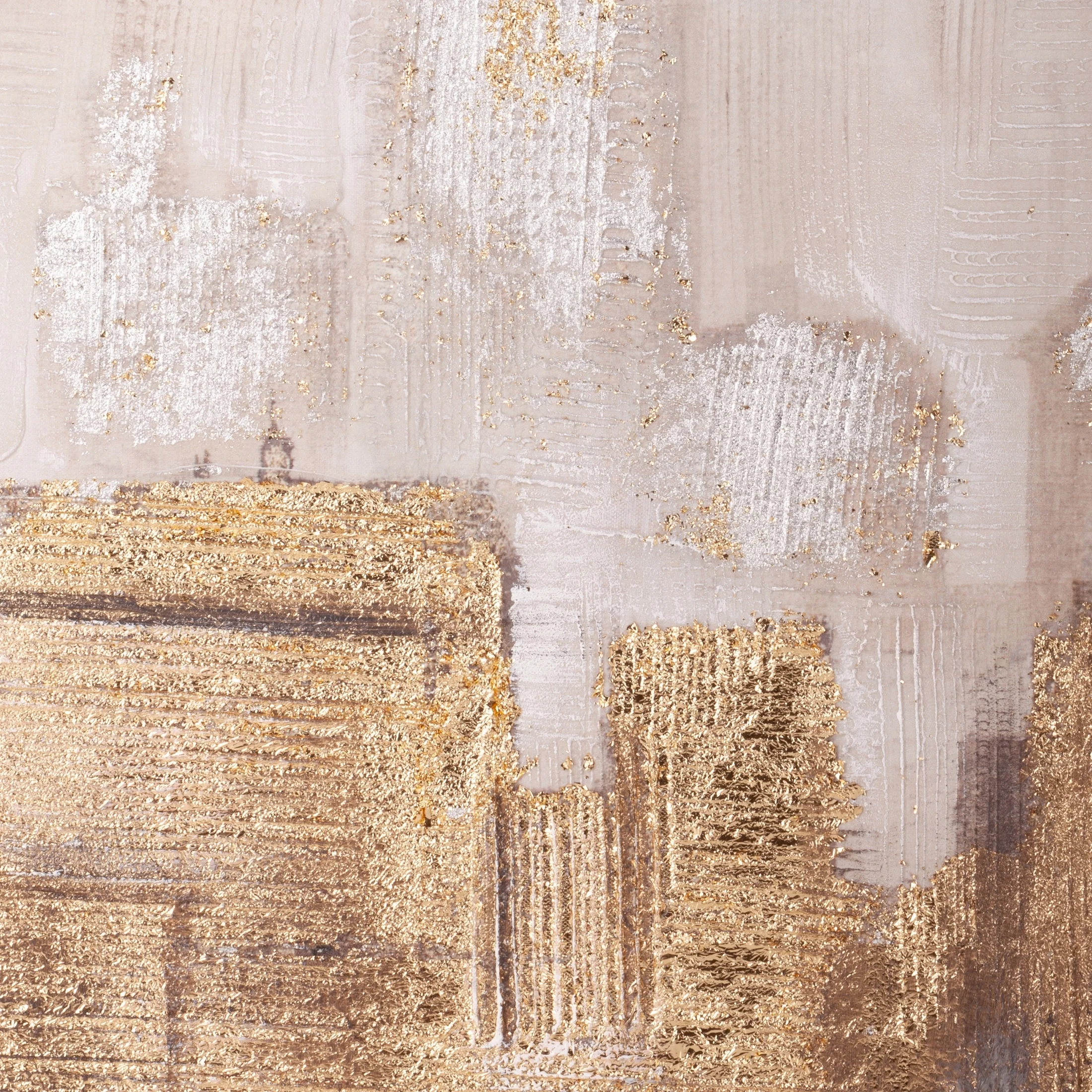 Obraz miasta beżowo, złoty ręcznie malowany na płótnie 80x80 cm METROPOLIS 1 Eurofirany