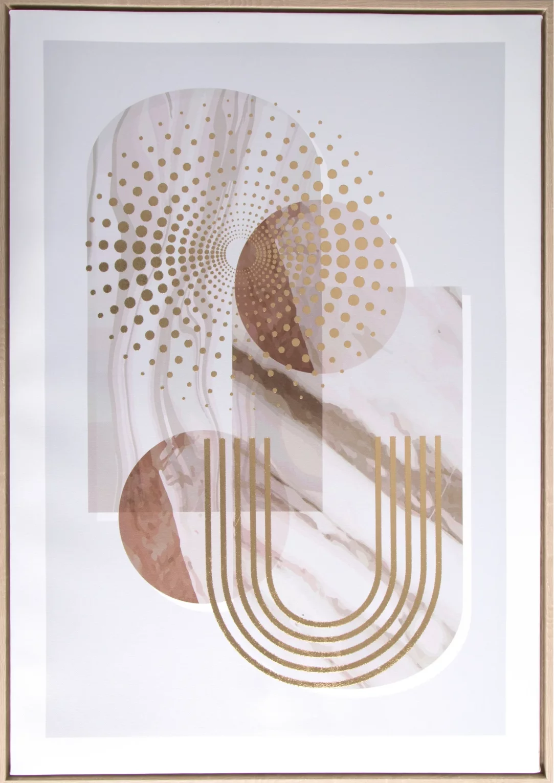 Obraz abstrakcja beżowo, złocisty nadruk na płótnie w stylu boho 50x70 cm  Eurofirany