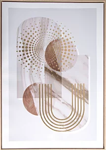Obraz abstrakcja beżowo, złocisty nadruk na płótnie w stylu boho 50x70 cm  Eurofirany