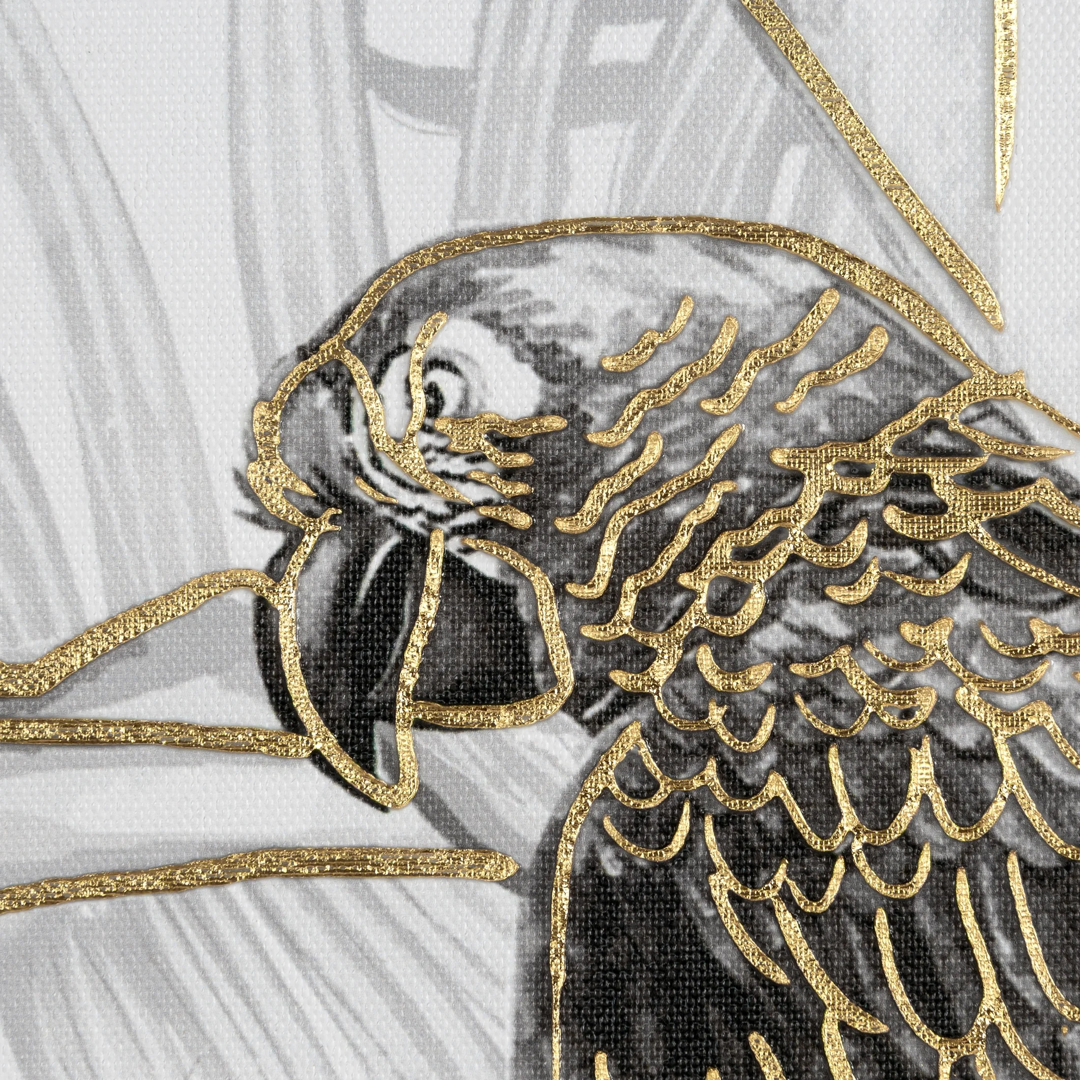 Obraz popielato-złoty nadruk na płótnie przedstawiający egzotyczne ptaki 50x70 cm Eurofirany