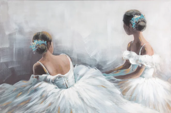 Obraz postaci błękitno, szary ręcznie malowany obraz na płótnie 120x80 cm
