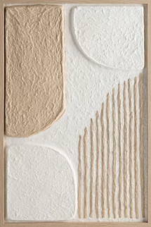 Obraz abstrakcja biało, beżowy z wyraźną strukturą w stylu boho oprawiony w ramę 40x60 cm  Eurofirany